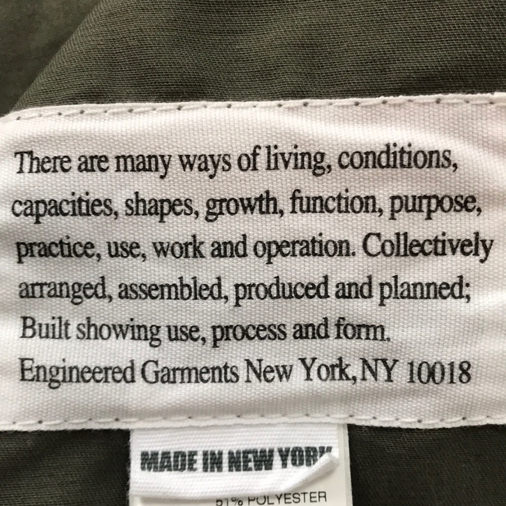 Engineered Garments Madison Parka Green - NYC.